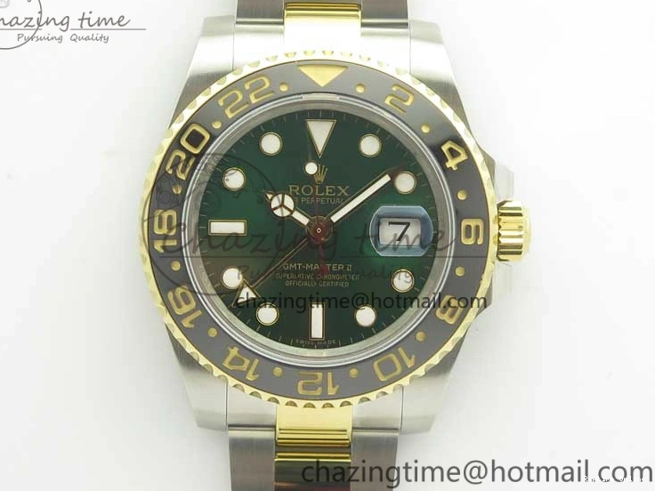 0504 GMT Master II 116713 GMF 904L Steel Edition Green Dial on SS YG Bracelet A Lightweight 3386